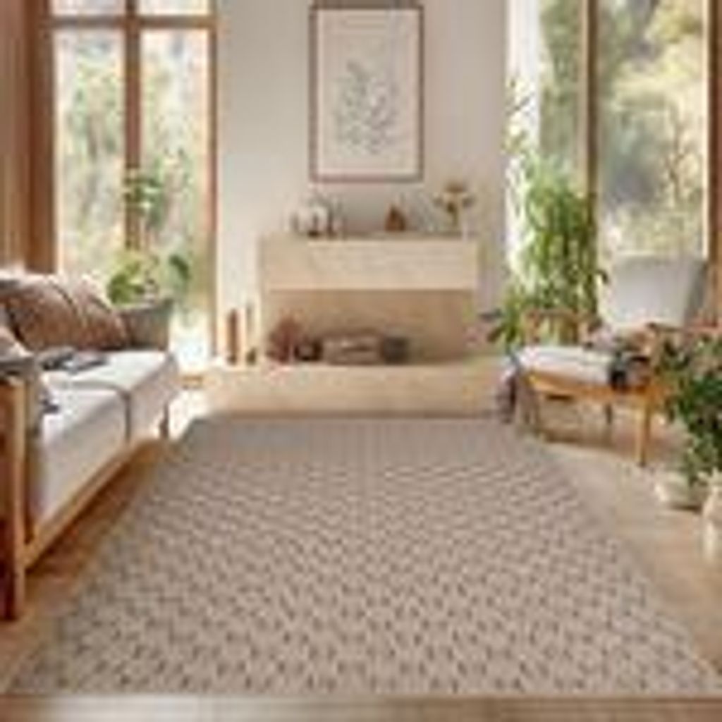 Bouclé Teppich für Wohnzimmer Schlafzimmer Büro weich pflegeleicht strapazierfähig vielseitig kombinierbar , Größe : 240 x 340 cm , Farbe : B...