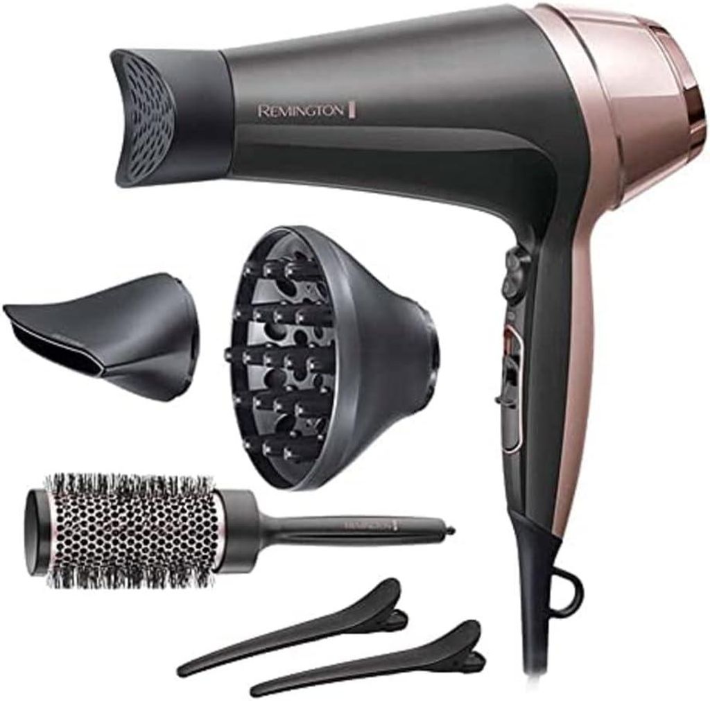 Ionen Haartrockner 2200W mit Diffusor, Locken- & Stylingdüse, 45mm Rundbürste, 3 Heizstufen, 2 Gebläsestufen, Turbofunktion, LED-Anzeige