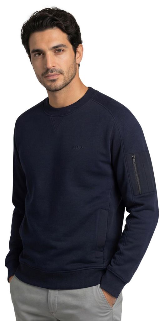 Boss Orange Pullover dunkelblau einfarbig