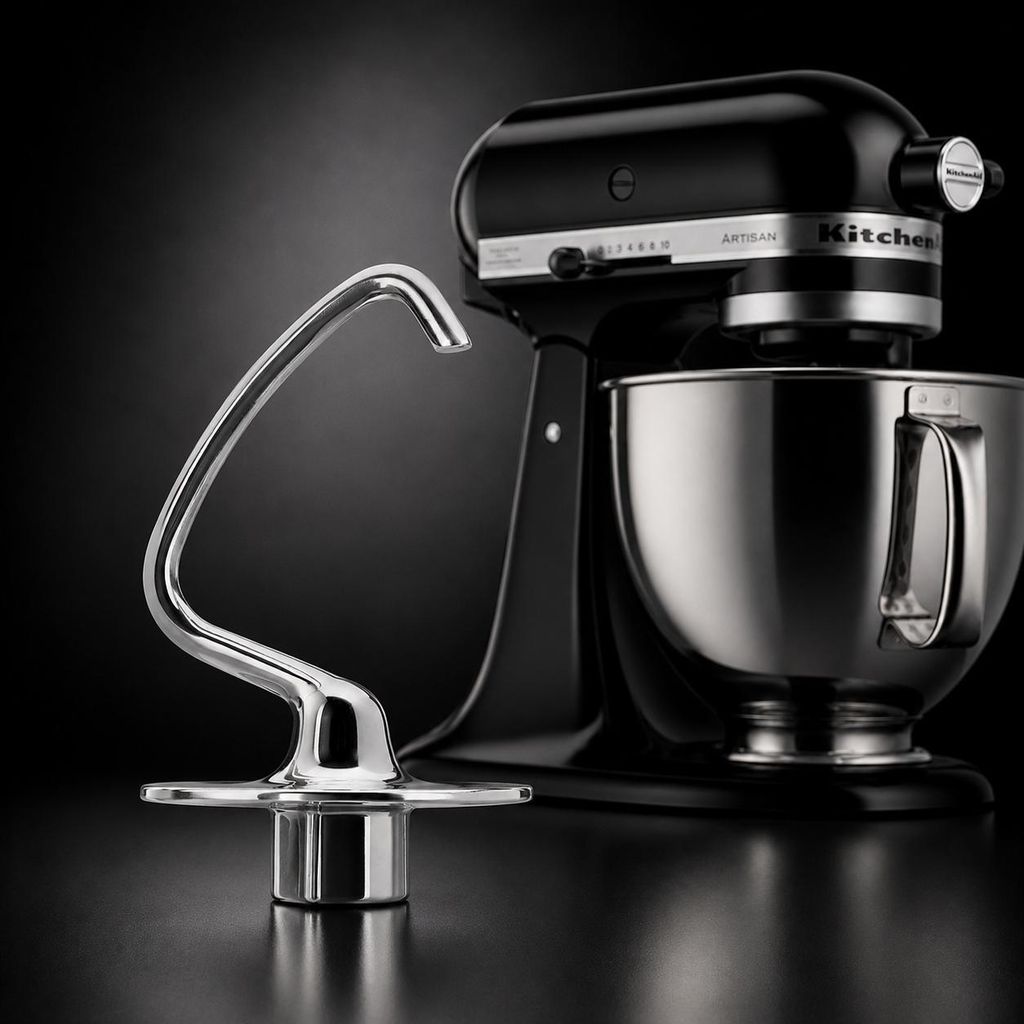 Knethaken Edelstahl 5KSM5THDHSS kompatibel mit KitchenAid Küchenmaschinen 4,3L / 4,7L / 4,8L – Teighaken für Modelle mit kippbarem Motorkopf