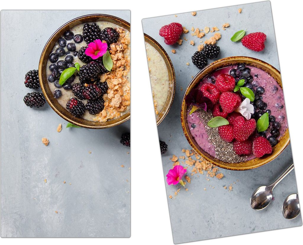 Spritzschutz Herdabdeckplatte Schneidebrett aus Glas Zweierlei Müsli 2-Teilig (60x52cm)