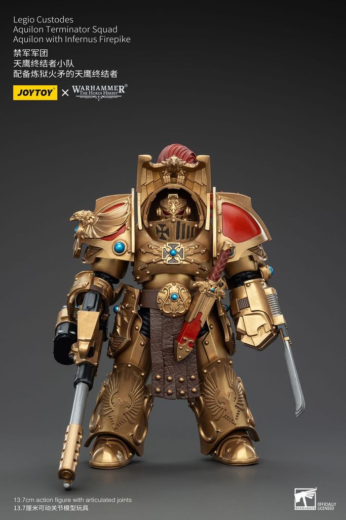 Joy Toy Warhammer The Horus Heresy Actionfigur 1/18 Legio Custodes Aquilon Terminator Squad Aquilon with Infernus Firepike 14 cm