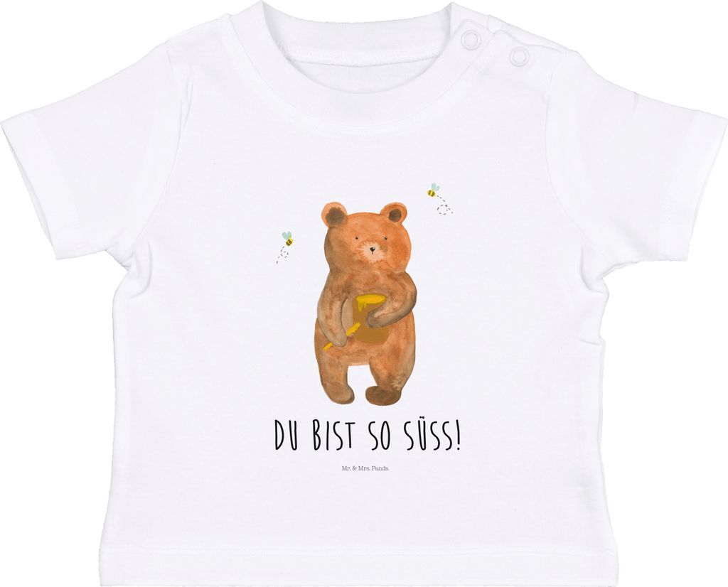 Mr. & Mrs. Panda Babyshirt Bär Honig 6. - 12. Monat - Weiß - Geschenk, Partner, Organic Baby T-Shirt, Kinder Oberteil, , Verliebte, Kleinkind, Li...