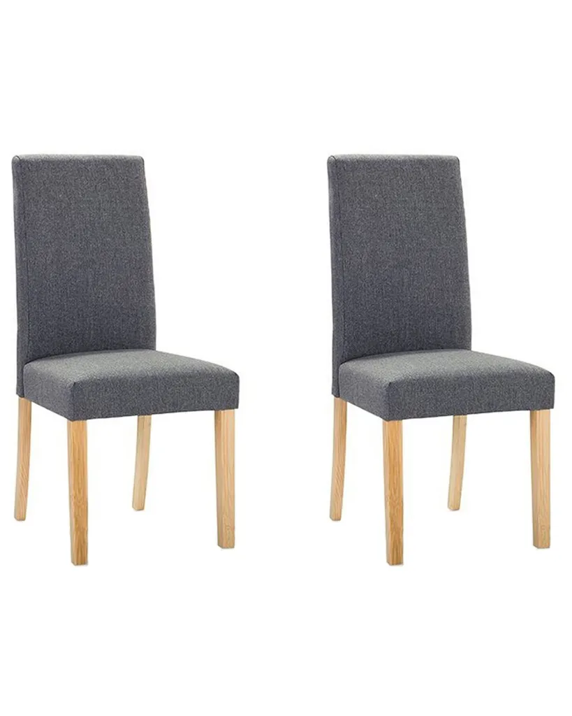 BELIANI Lot de 2 chaises de salle à manger en tissu gris et bois clair