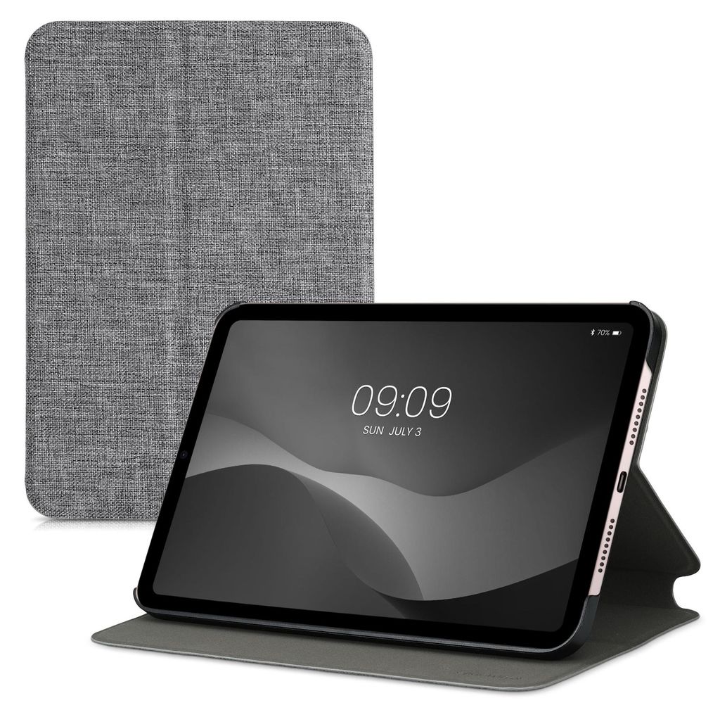 kwmobile Hülle kompatibel mit Apple iPad Mini 6 (2021) / iPad Mini 7 (2024) - Slim Tablet Cover Case Schutzhülle mit Ständer Grau