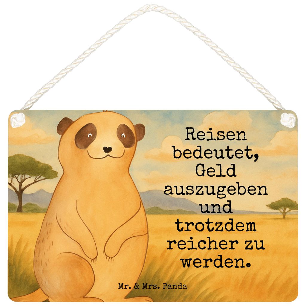 Mr. & Mrs. Panda holzbild Erdmännchen Design DIN A6 - Weiß - Geschenk, Reisen, Afrika, wandtafel, Holzschild, Schild, Türschild, Traveling, klei...