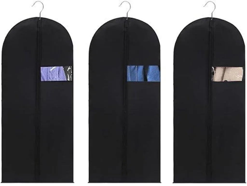 Housses à vêtements de rangement 120 cm noires pour placard et voyage