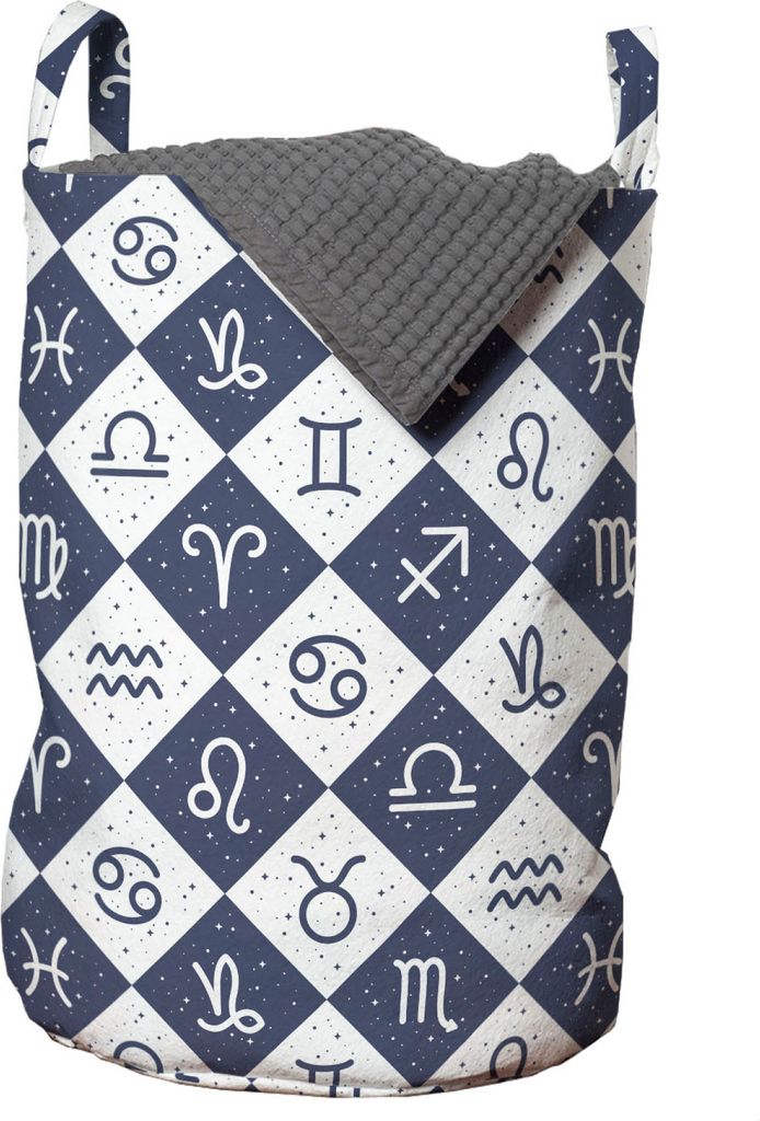 ABAKUHAUS geometrische Rhombus Wäschesack, Sternzeichen Stern, Wäschekorb mit Griffen Kordelzugverschluss für Waschsalons, 33 cm breit x 49 cm h...