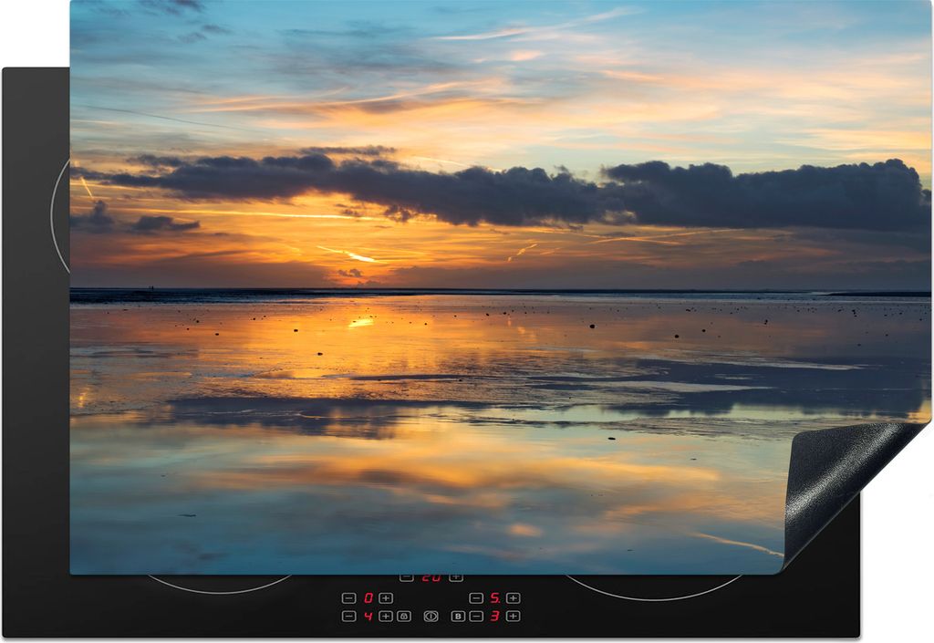 KitchenYeah Herdabdeckplatte Meer - Horizont - Farben , 76x51cm, Küche Deko, Glaskeramikkochfeld Herdabdeckung, Abdeckplatte fùr Kochfeld