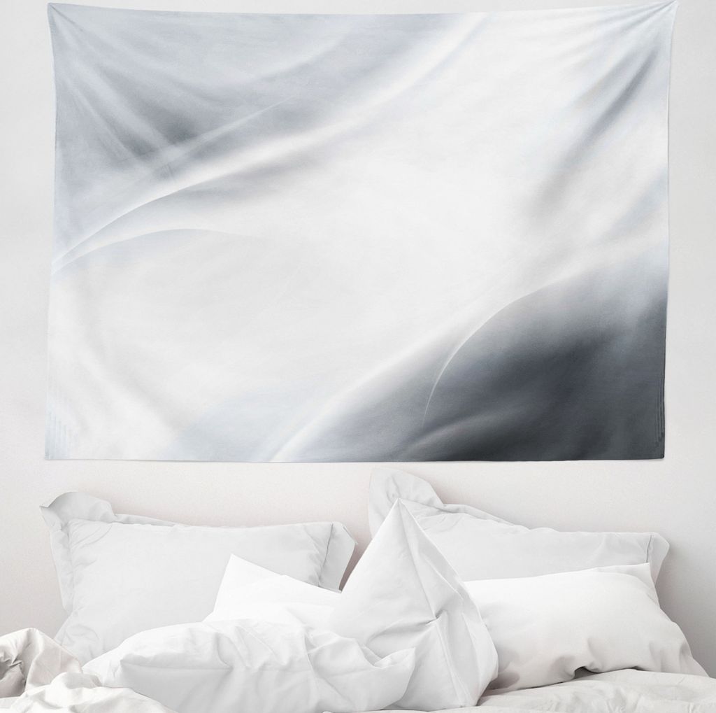 ABAKUHAUS Grau Wandteppich, Abstrakte Linien Ombre aus Weiches Mikrofaser Stoff Waschbar ohne Verblassen Digitaldruck, 150 x 110 cm, Grau Hellgrau ...