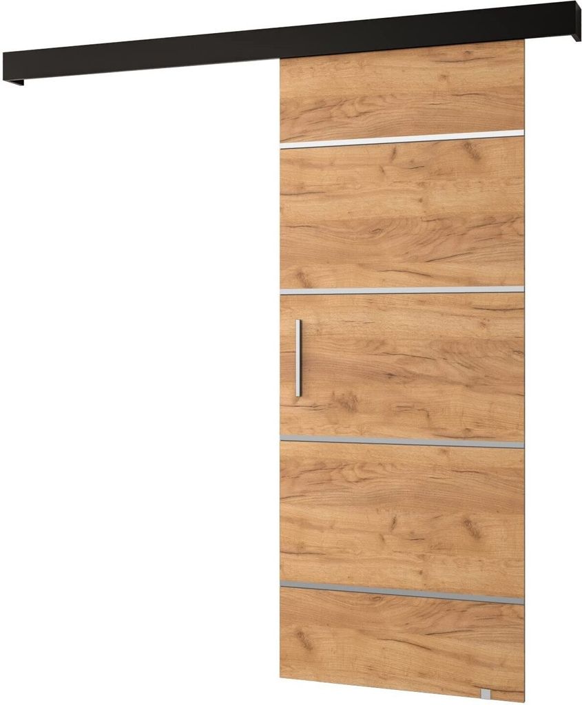 MEBLE KRYSPOL Salwador 4 Schiebetür, 90x204 cm, Handwerk Gold, Schwarz , Silber