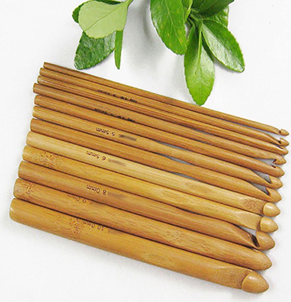 Häkelnadel-Set mit Bambusgriff, 12 Größen, zum Stricken, Weben, Garn, Basteln, Stricknadeln