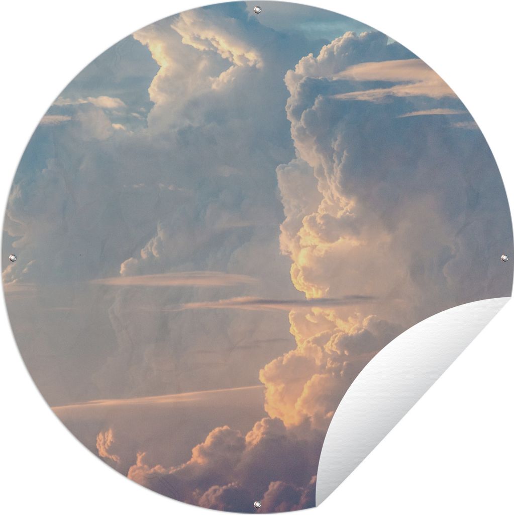 MuchoWow Gartenposter Outdoor-Poster Rund Die Sonne sorgt für bunte Wolken Ø 90 cm Gartendeko Rundes Poster draußen