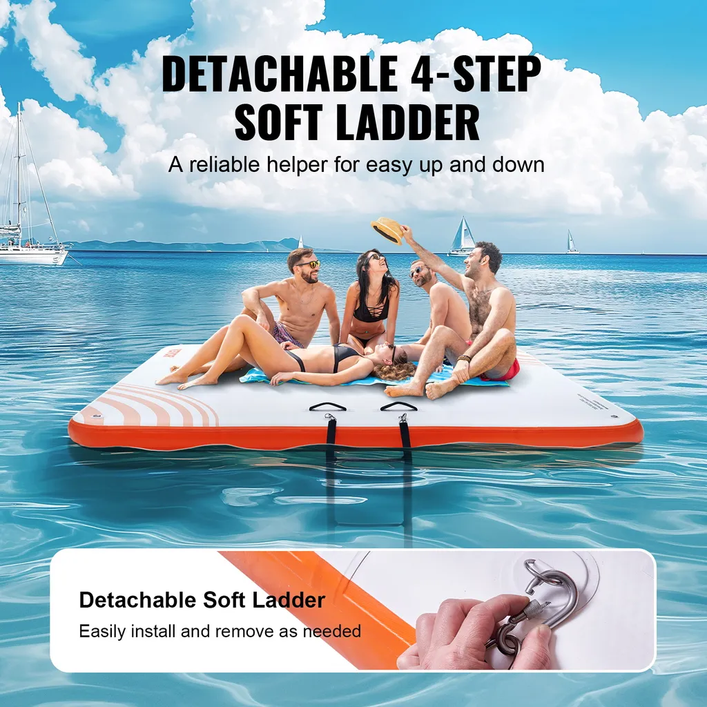 Dock de Baignade Gonflable Rigide 2,13m : Solution d'Accès Eau avec Échelle - 5