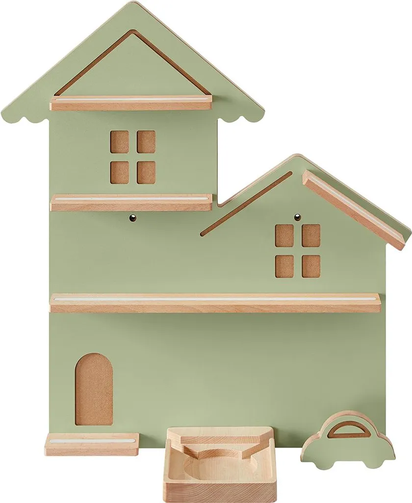 Rangement Toniebox pour chambre enfant - Étagère murale vert laurier