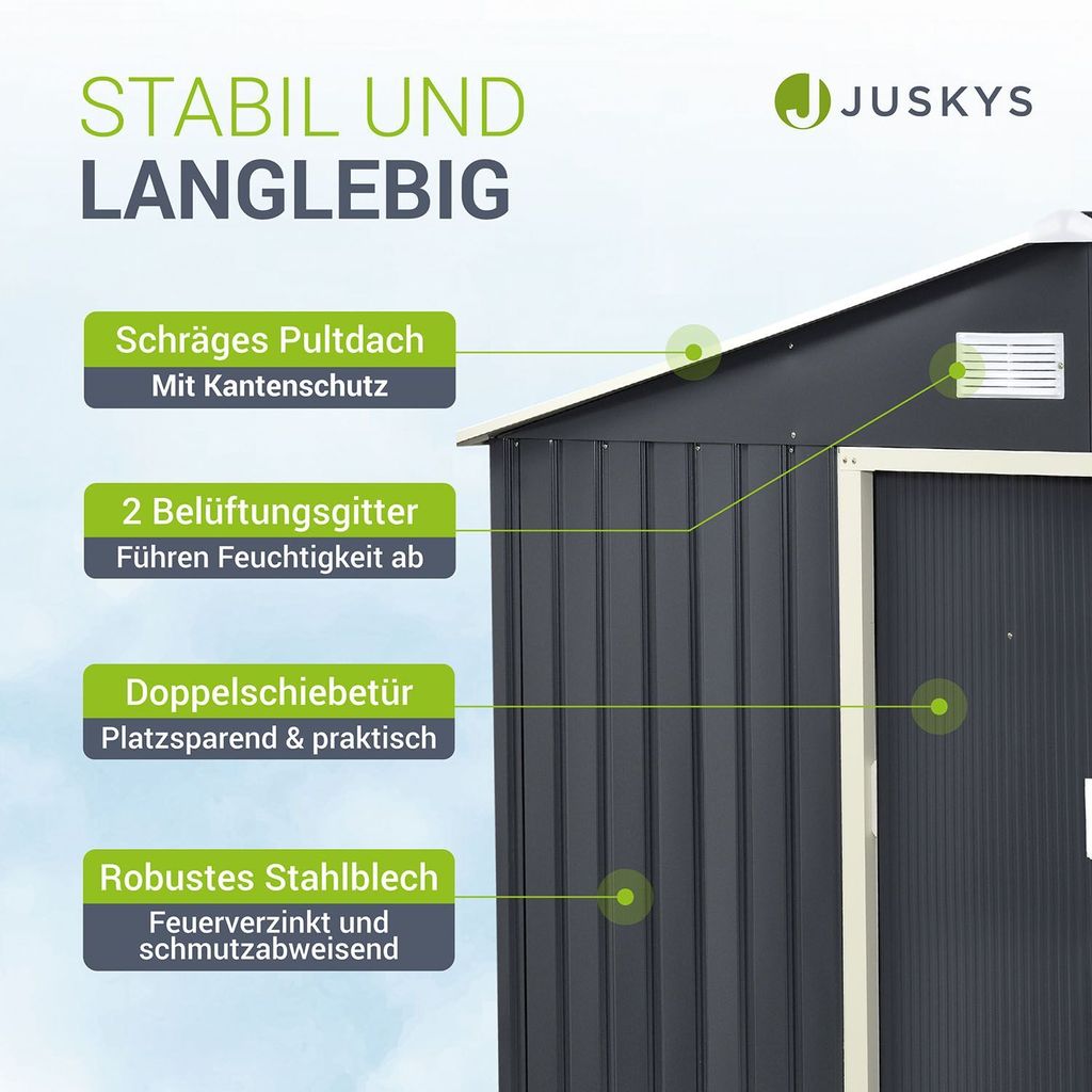 Juskys Metall Gerätehaus XL mit Satteldach, Kaufland.de