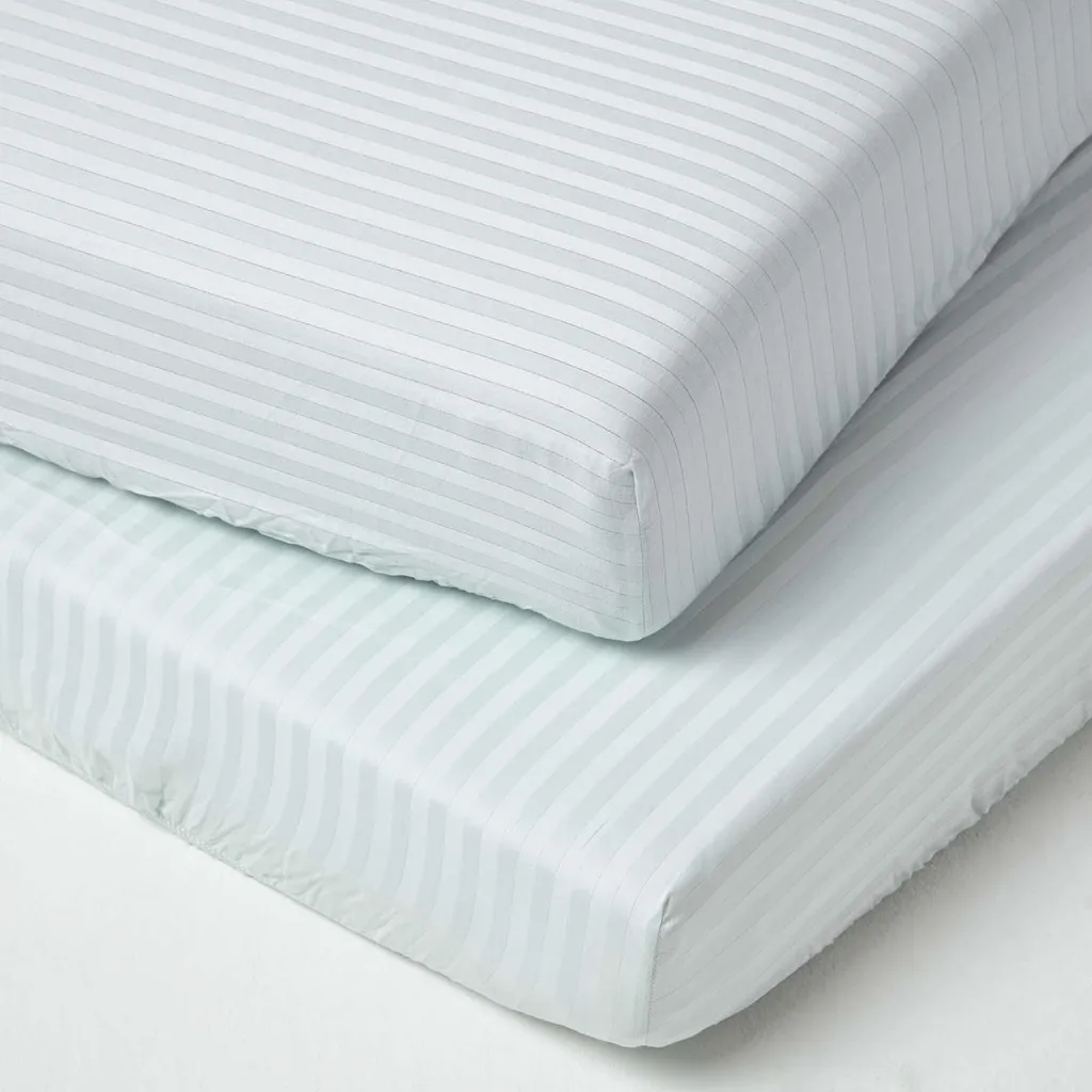 HOMESCAPES Lot de 2 Draps-housses Enfant Bleu 100% Coton 60 x 120 cm