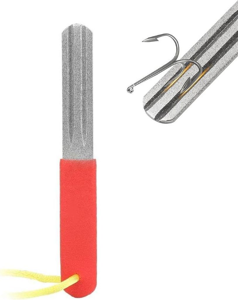 Vishaakslijper - Dubbelseitige Diamant Schleifmittel - Sporthaken Schleifen - Vishaak Schleiffeile mit Griff 400/800 Körnung für Angeln
