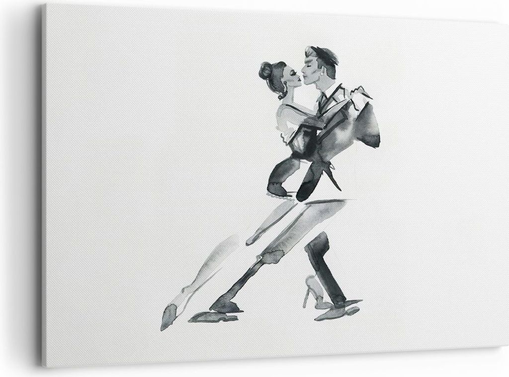 Bild auf Leinwand - Leinwandbild - Einteilig - Tango Zeichnen Schwarzweiß - 100x70cm - Wand Bild - Wanddeko - Wandbilder - Leinwanddruck - Bilder ...