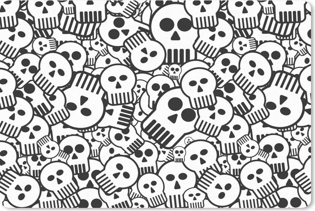 MuchoWow Schreibtischunterlage Totenkopf - Muster - Punk - Cartoon 60x40 cm - XXL Mauspad - Großes Mauspad