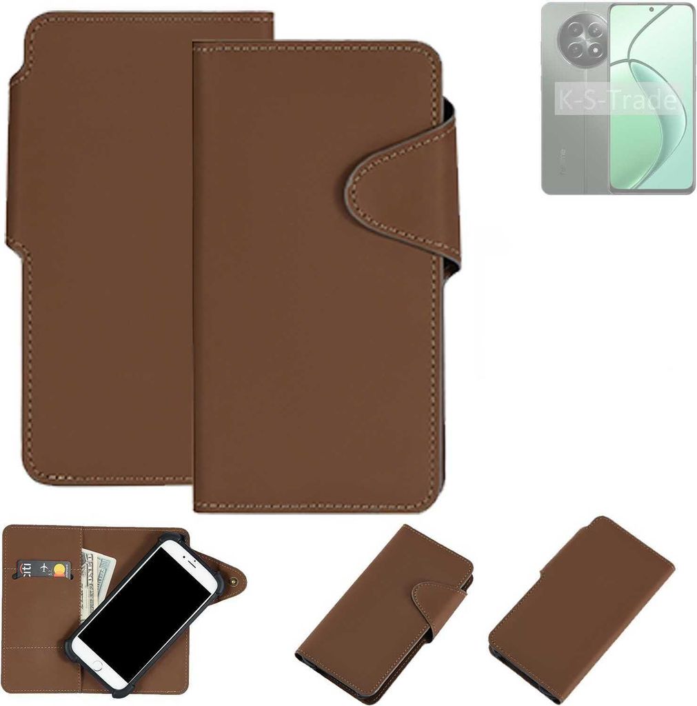 K-S-Trade Schutzhülle Klapphülle Kunstleder kompatibel mit Realme 12 5G braun Handy Hülle Wallet Case