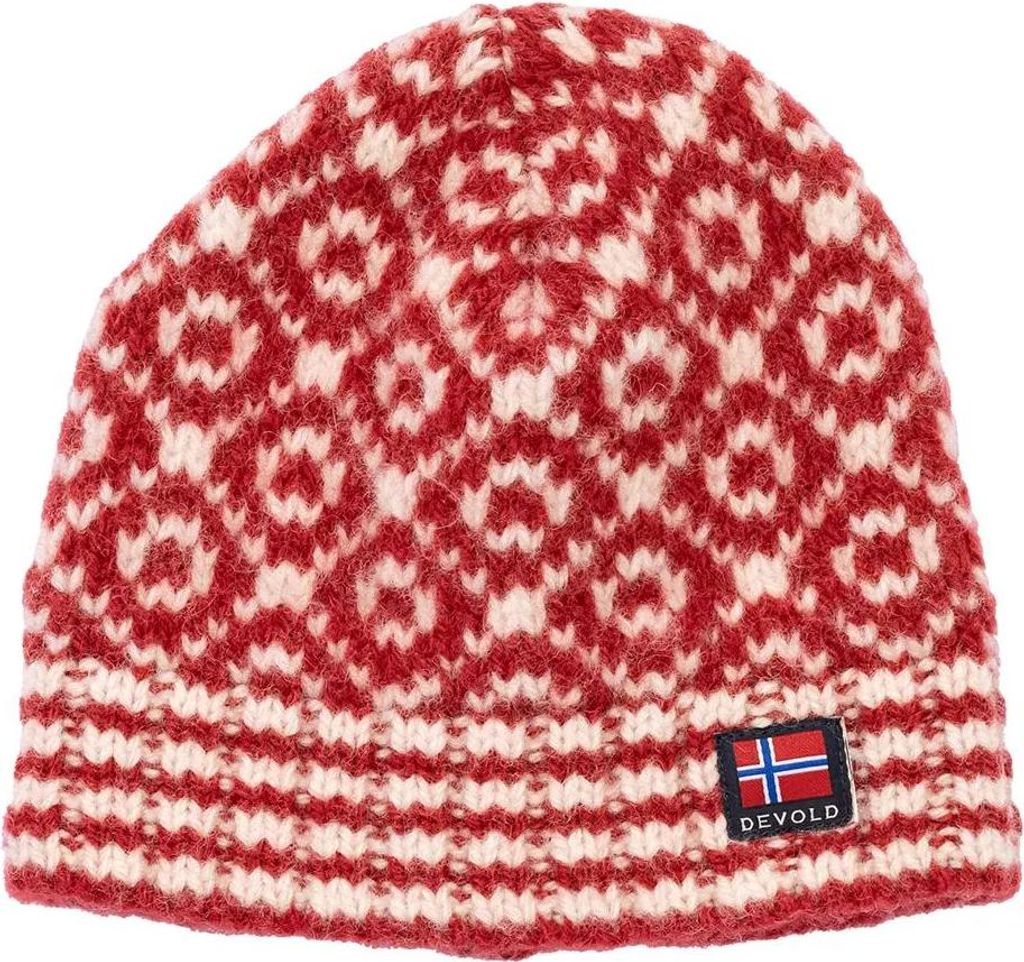DEVOLD SVALBARD WOOL BEANIE Uni-Mütze, hinterbeerfarben/offwhite