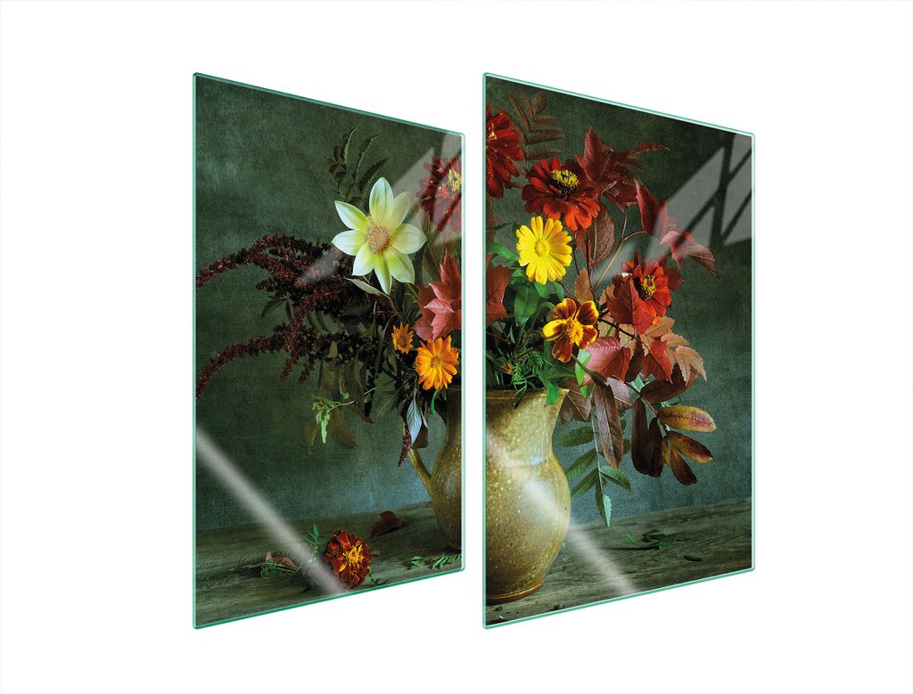 Glasschutzplatte Für Küche 2X35X52 Blumen