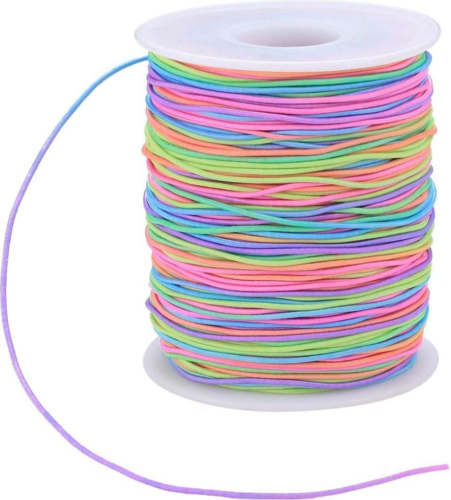 Pack von 2 Elastische Band Kralendraad Regenboog Elastisch Stretchkoord für Armbänder Sieraden Ketting Ambachten Gevlochten Haarelastiek