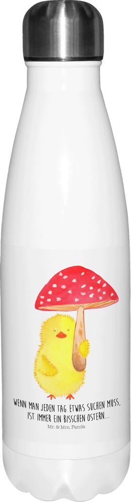 Mr. & Mrs. Panda Trinkflasche Küken Fliegenpilz - Weiß - Geschenk, Frohe Ostern, thermosflaschen, Glückspilz, Sportflasche, trinkflaschen, Oster...