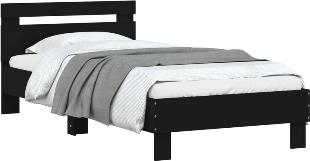"2026 Promotion" Bettgestell moderne - mit Kopfteil - Schwarz - 90x200 cm - Holzwerkstoff - Polsterbett CC30060