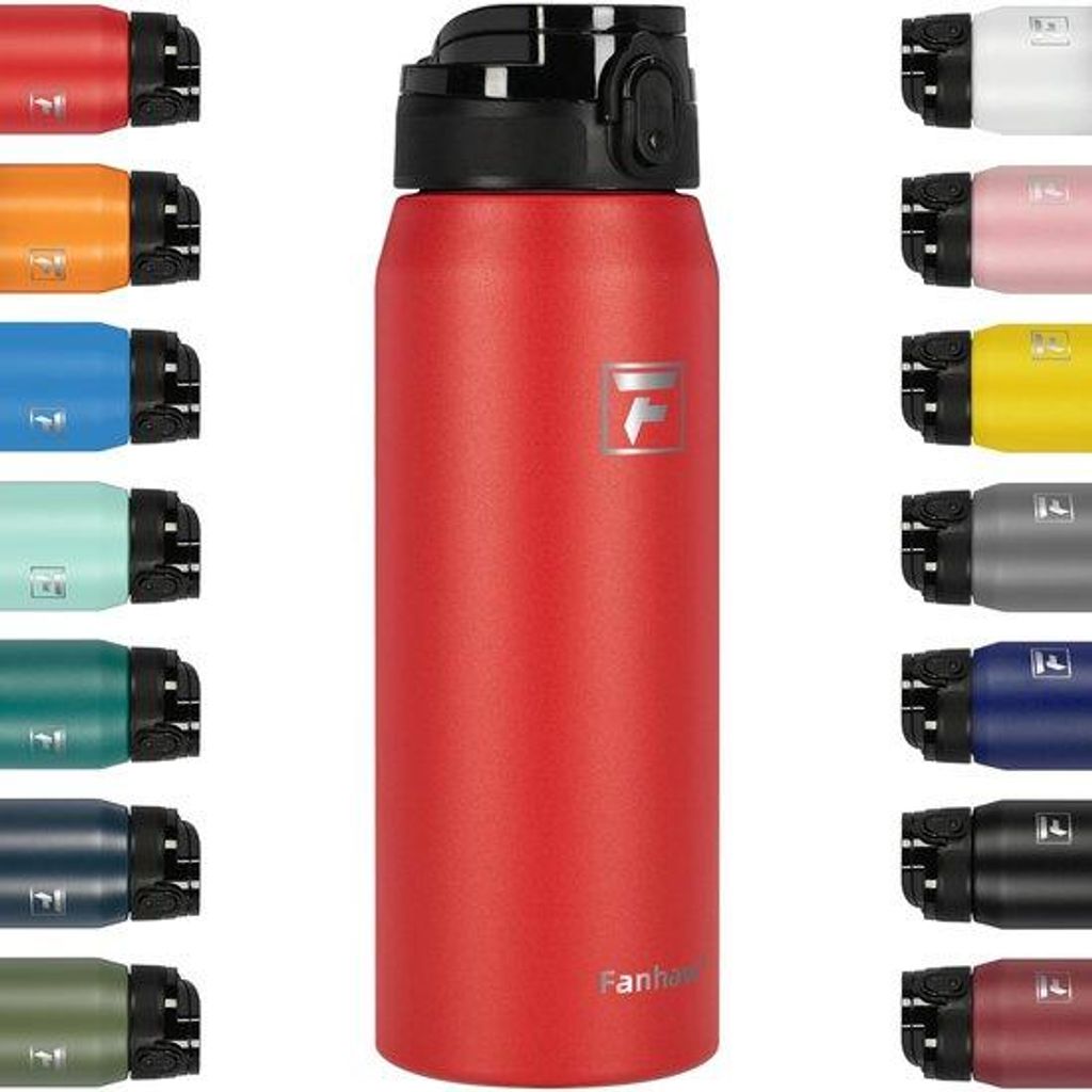 Rostfreie 750ml Wasserflasche mit 1-Takt-Deckel, lekvrij, schweißbeständig, rot
