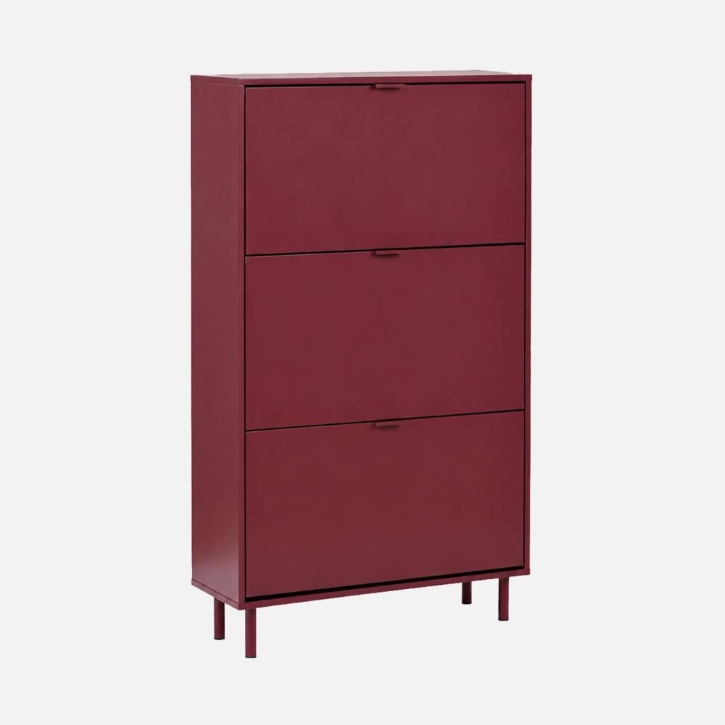 sweeek - Schuhschrank 3 Klappen Holzdekor und Metall - Produktbild 