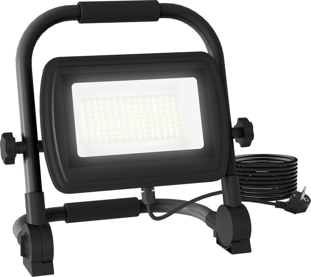 HOMCOM 50W Baustellenleuchte, 6500K 4250LM Baustellenstrahler mit drehbarem Kopf und verstellbarer Halterung, LED-Strahler aus Aluminium und Metall...