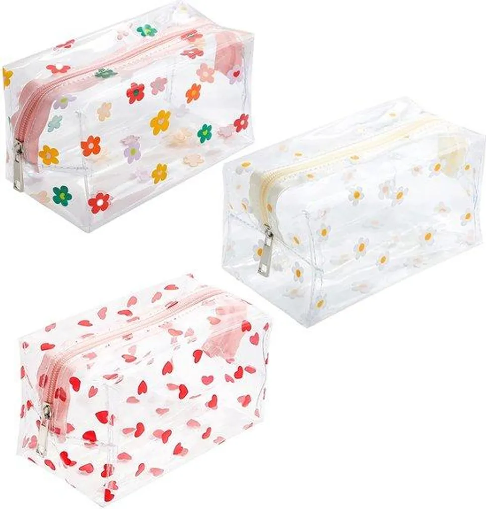Trousse de toilette transparente avion lot de 3 pour bagage cabine 20cm