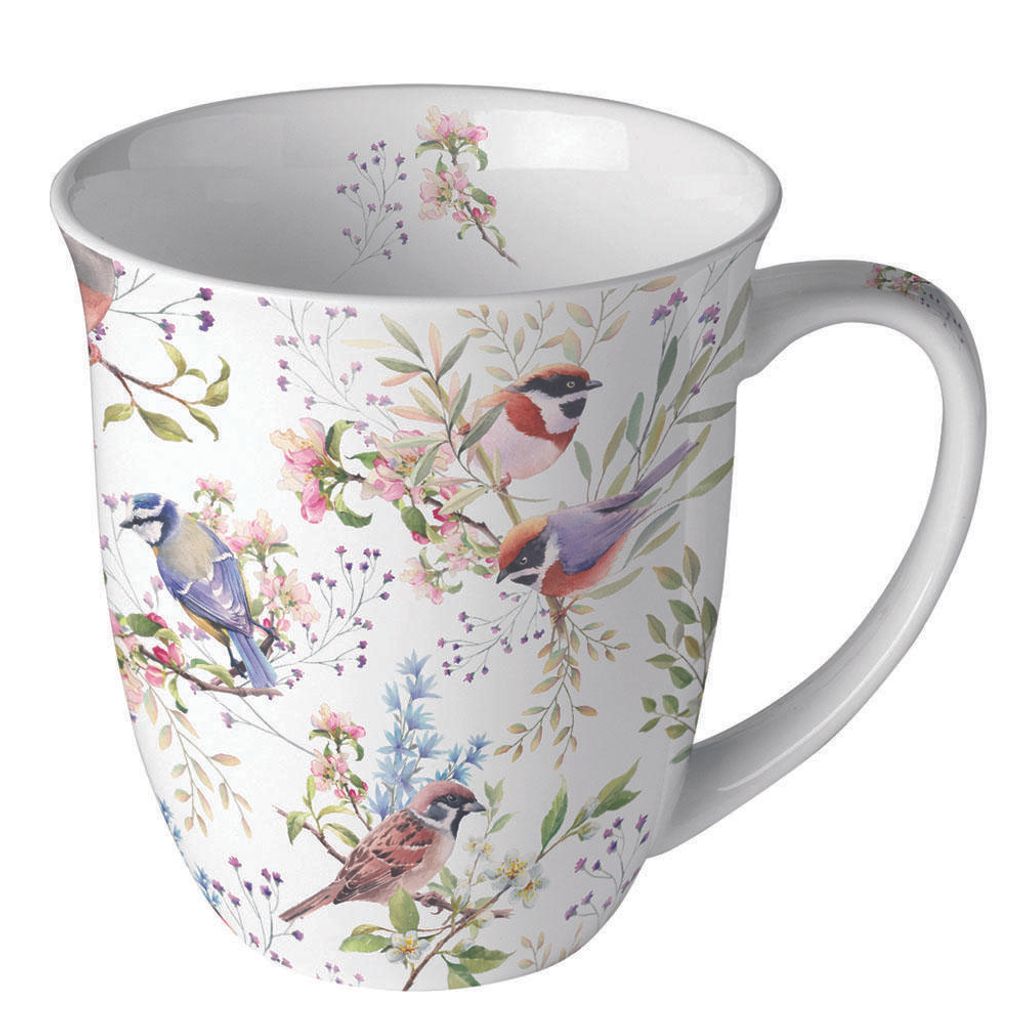 Porzellan-Becher 0,4 L - Busy birds