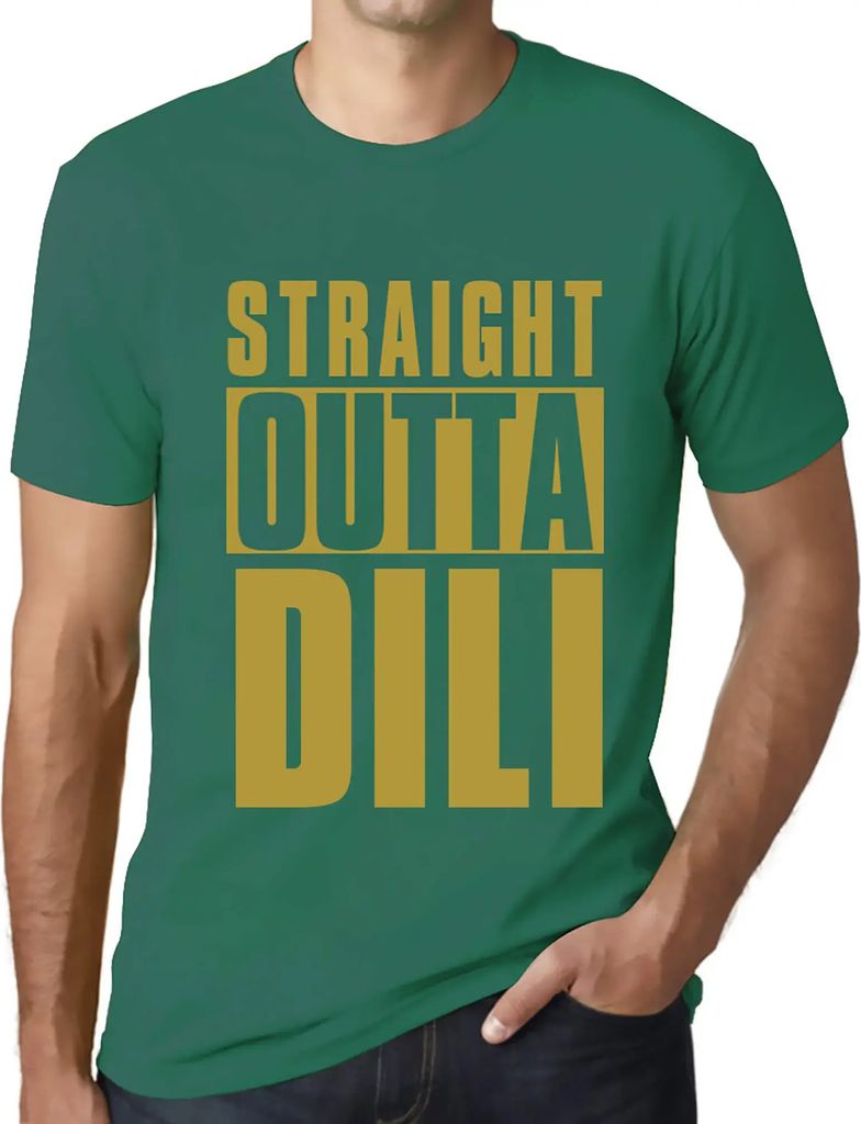 Herren Grafik T-Shirt Straight Outta Dili Öko-Verantwortlich Vintage Jahrgang Kurzarm Lustige Druck Geburtstag Geschenk Mann