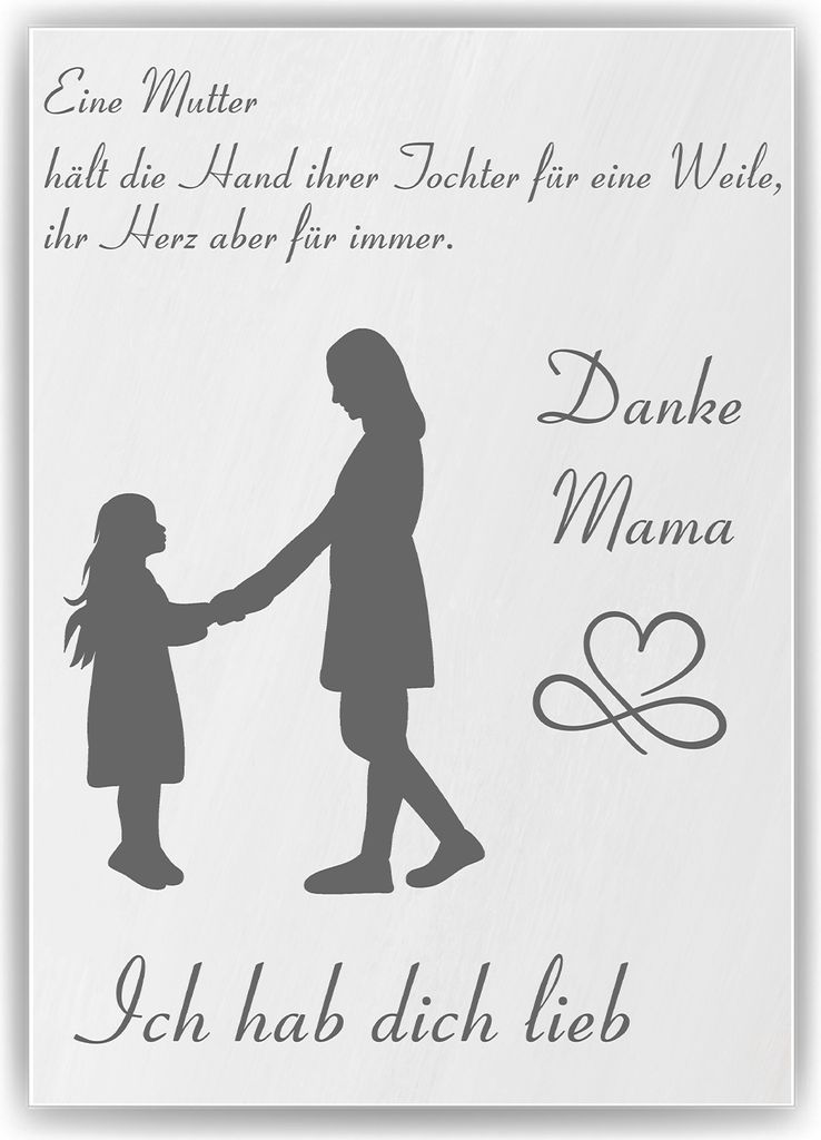 Mama Tochter Poster Kunstdruck DIN A4 Danksagung Muttertag Geschenk Dankeschön Beste Mutter Wandbild Mama Geburtstag Weihnachten – DIN A4 (21x29...
