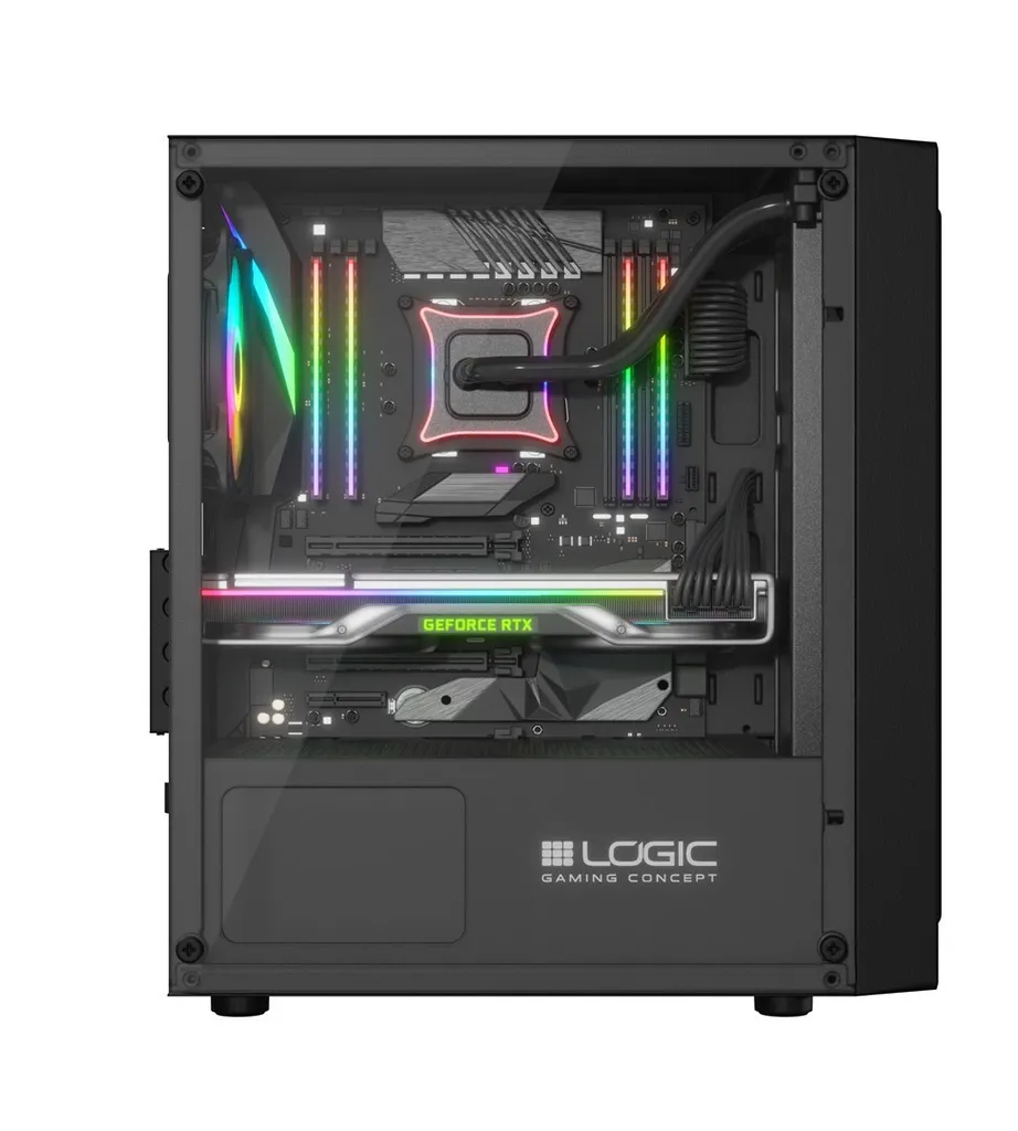 Logic Atos ARGB Boîtier PC Micro-ATX Mini Tour USB 3.0 Châssis Noir - 10