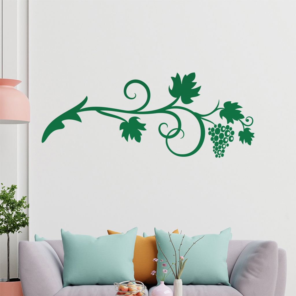 Blätter Blumen - Linien Wandtattoo in 6 Größen - Wandaufkleber Wall Sticker - Dekoration, Küche, Wohnzimmer, Schlafzimmer, Badezimmer