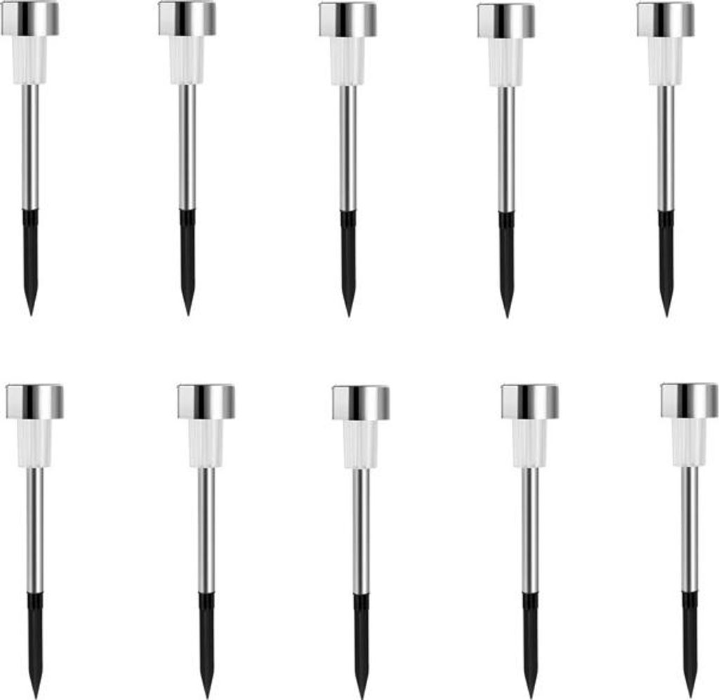 INF Solar Edelstahl Rasenleuchten - Warmweiß, 5,5cm (10er-Pack) für Garten