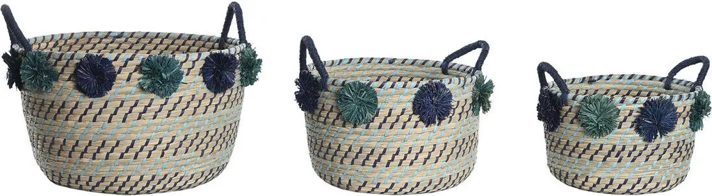 Corbeille de rangement pour salon et chambre motif bleu Marina 46cm