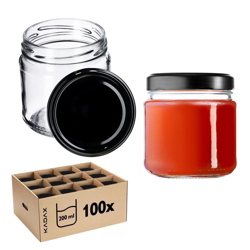 A product shot featuring glass jars and a box of jars.