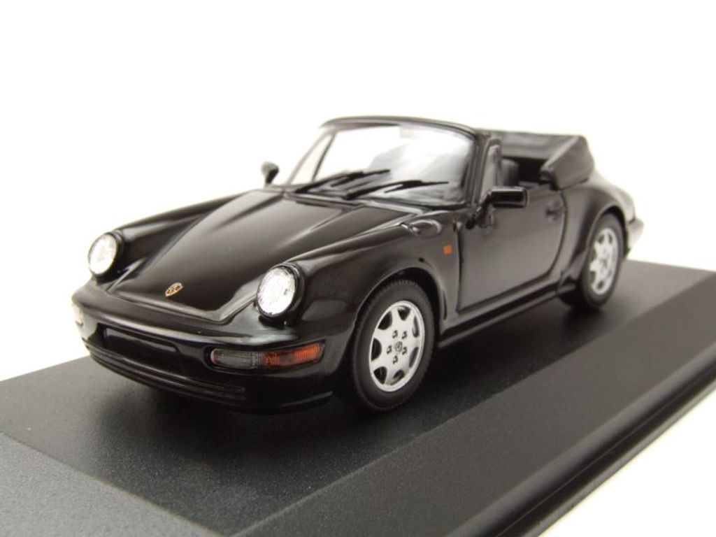 Porsche 911 (964) Carrera 4 Cabrio 1990 schwarz Modellauto Produktbild 