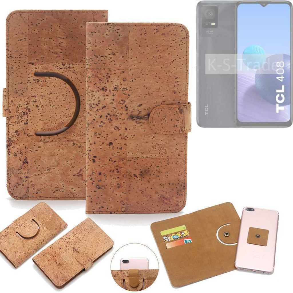 K-S-Trade Handy-Hülle Schutz-Hülle kompatibel mit TCL 408 Handyhülle Schutzhülle Korkhülle Kork-Hülle 1x