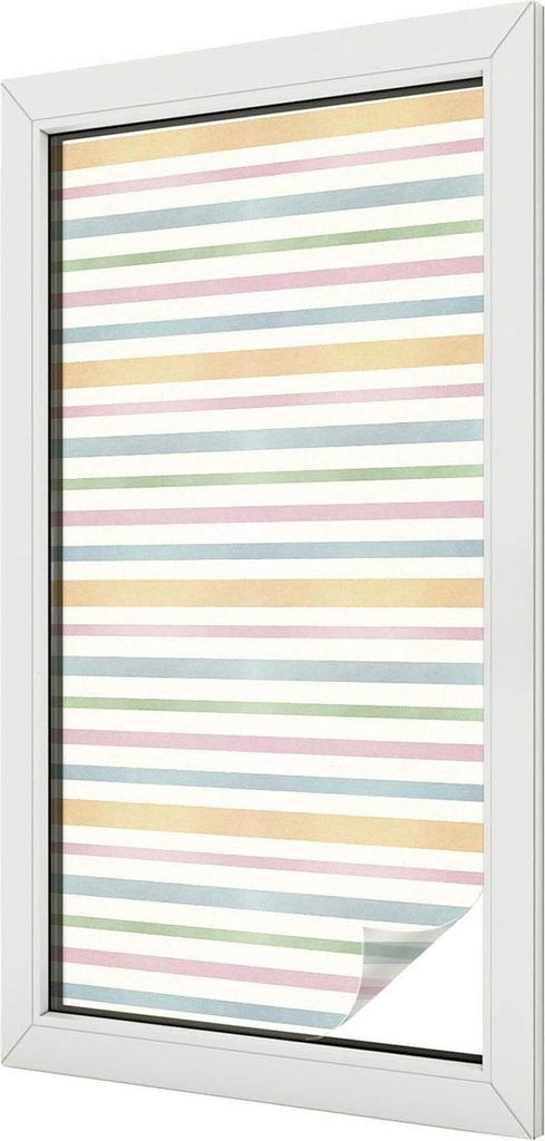 Buntglas Fensterfolie – 100x100 cm – Stained-Glass Design – blickdichte dekorative Sichtschutzfolie – selbstklebend, UV-Schutz – Pastells...