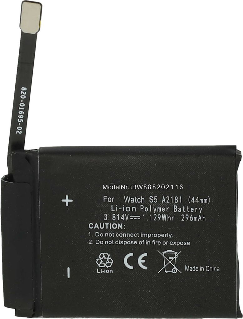 vhbw Akku Ersatz für Apple A2181 für Smartwatch Uhr Fitnessarmband (296 mAh, 3,81 V, Li-Polymer) + Werkzeug-Set