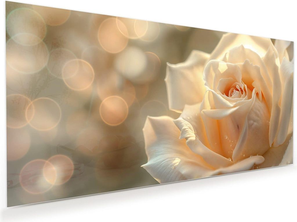 Glasbild 60x30cm in XXL für Wohnzimmer, Schlafzimmer Motiv Elegante Rose