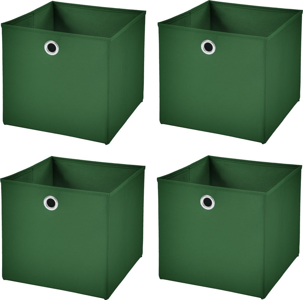 4 Stück Dunkelgrün Faltbox 33 x 33 x 33 cm Aufbewahrungsbox faltbar