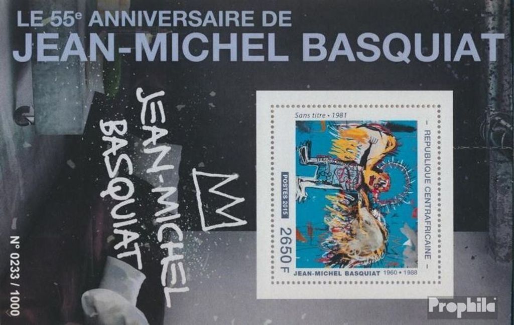 Briefmarken Zentralafrikanische Republik 2015 Mi Block 1370 (kompl. Ausgabe) postfrisch Jean-Michel Basquiat