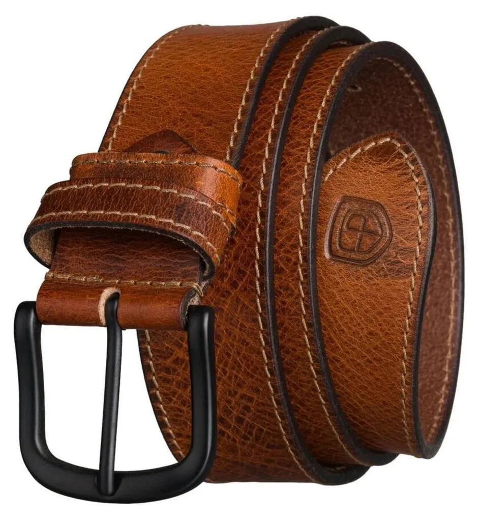 Ceinture robuste en cuir véritable tan ajustable pour pantalon chic